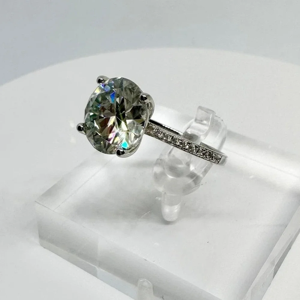 Moissanite Diamond Ring 3 Ct Engagement Wedding Ring Round Cut Solitaire GRA